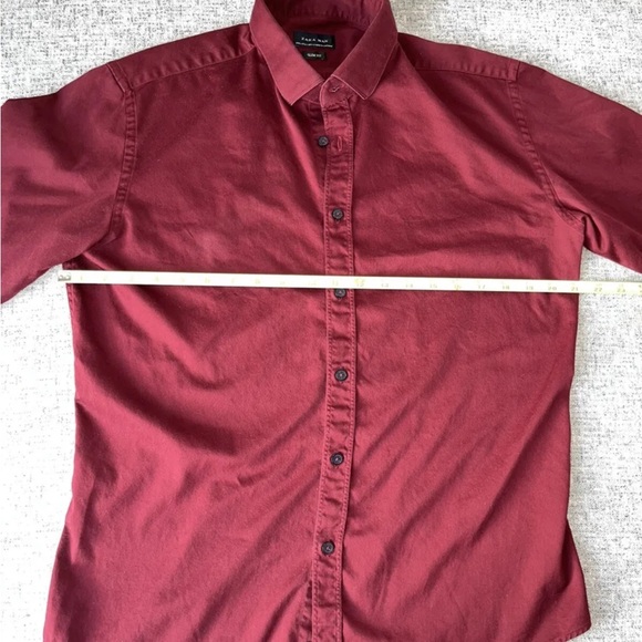 Zara Men Large Slim Fit Button Shirt in Maroon Red - Picture 3 of 4